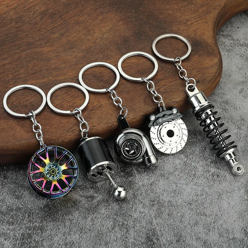 Wholesale Metal Key chain turbo gear wheel disc shock absorber calipers automotive key chain pendant