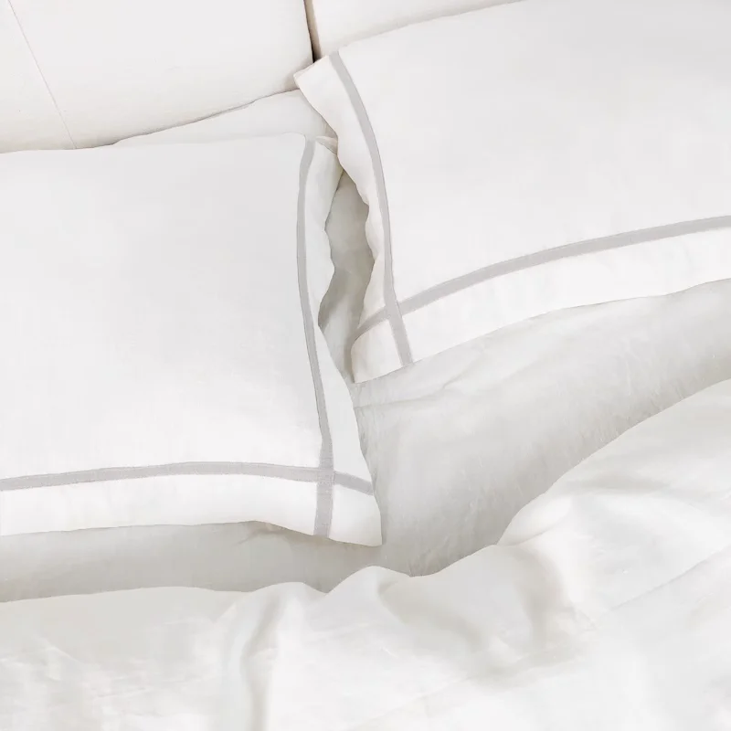 Oeko-Tex High Quality White French Bed Flax Yarn Dyed 100% French Linen Bedding Linen Bedding Set