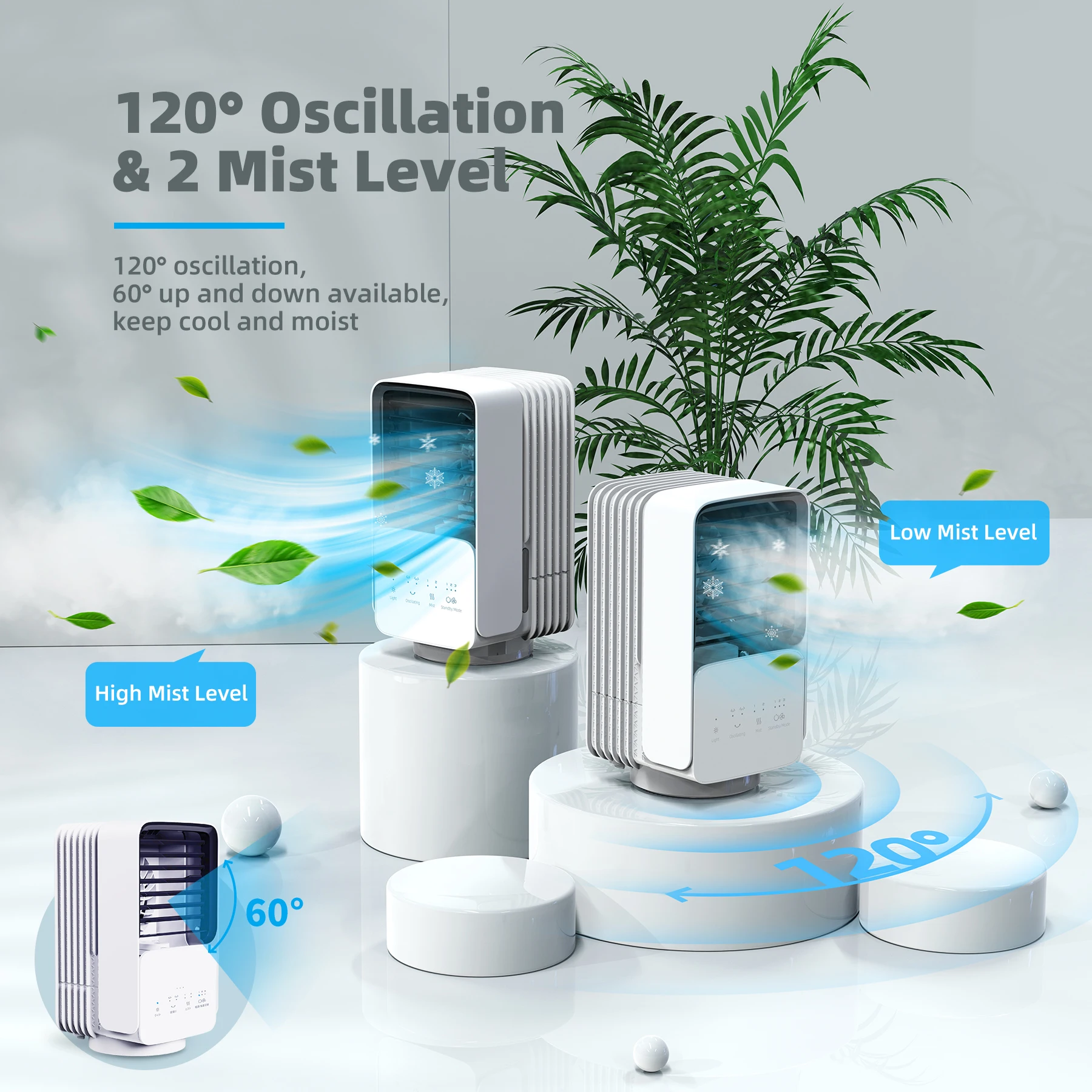 700ml water  tank large oscillation touch operation mini fans air cooling desk fan air conditioners