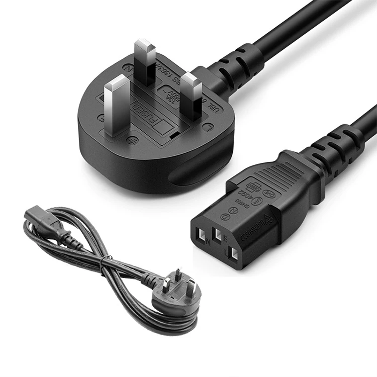  UK H05VV-F 100% Медь IEC C13 90 градусов 230V переменного тока для компьютера Британский разъём электропитания 250V Удлинительный шнур питания кабель
