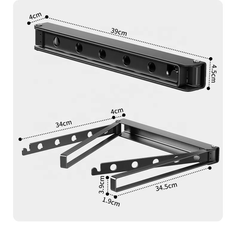 Wall Mounted Collapsible Folding Towel Drying Rack Retractable Clothes Hangers Balcony Laundry Airer Foldable Clothes Dryer
