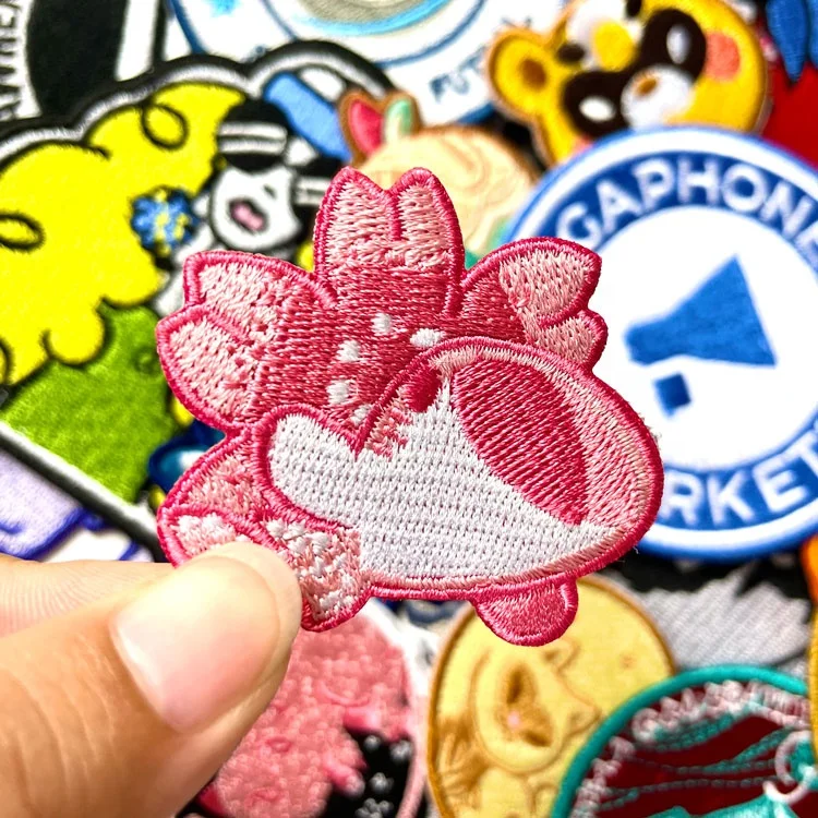 VastGifts Custom Pink Sakura Romantic Love Patch Iron on Backing Embroidered Patch Design