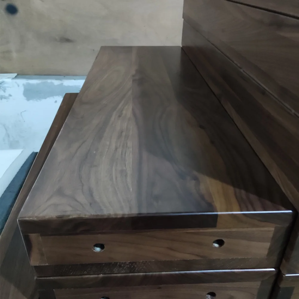 Non-slip Solid Wood Tread Black Walnut Timber Stair Parts Staircase Steps Floating Stair Steps For Sale