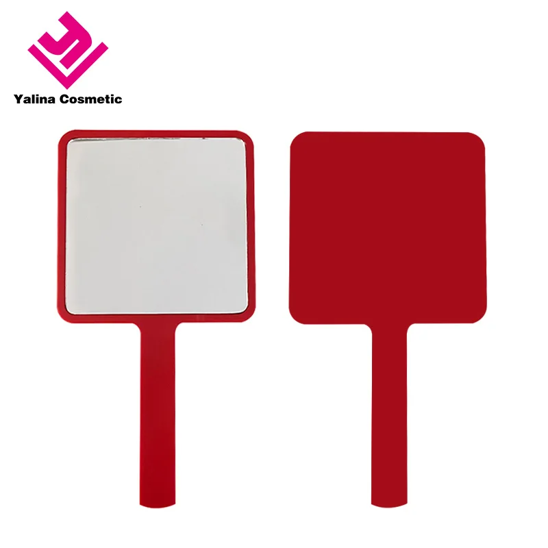 Wholesale Private Label Custom Logo Square Travel Pocket Mirror Smart Size Makeup Mirror Acrylic Cosmetic Handle Mirror