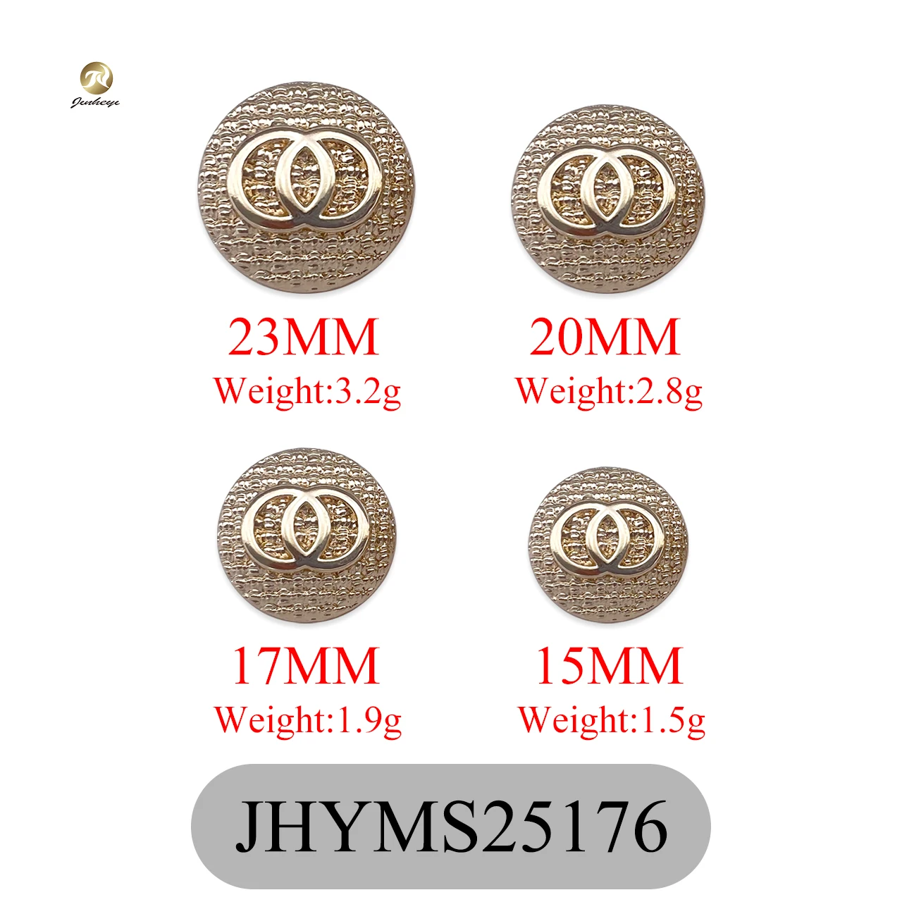 Garment Accessories Custom Cc Style Luxury 20 Mm Metal Blazer Button Golden Metal Button For Coat