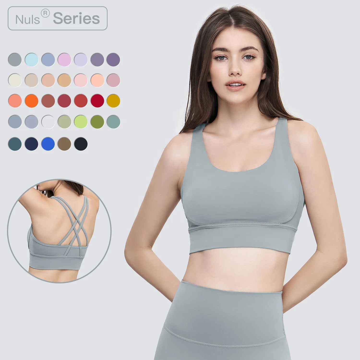 Cross Back Women Sports Four Way Stretch Gym Bras Wholesale U Neck Yoga Soft Crop Tops