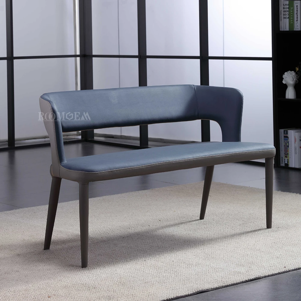 Стулья для столовой обеденная скамейка с спинкой новый продукт оптовая продажа длинная домашняя мебель из искусственной кожи металл современный Размер 11 кг