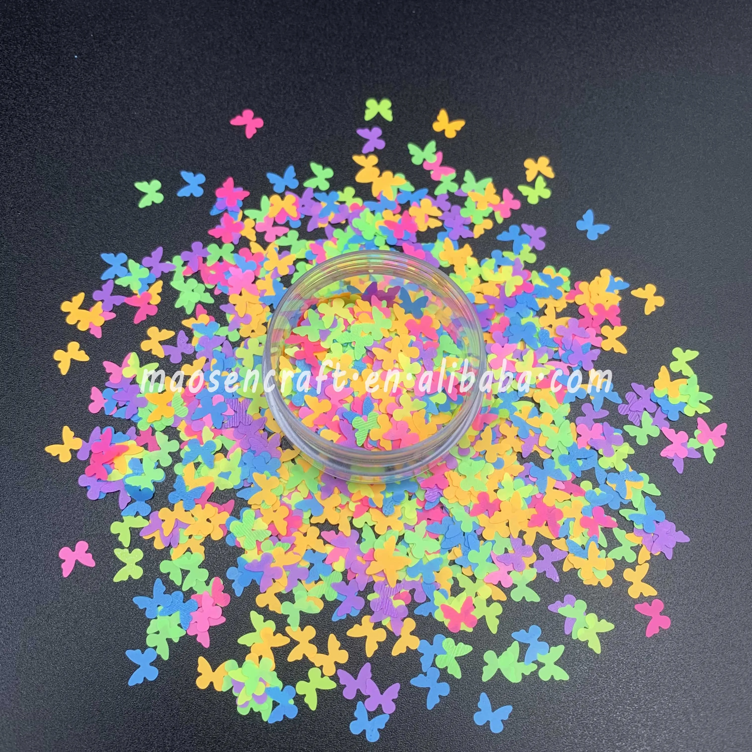 Новый дизайн, неоновые конфетти, радужные растворители, стойкие смешанные бабочки, блеск для смолы оптом