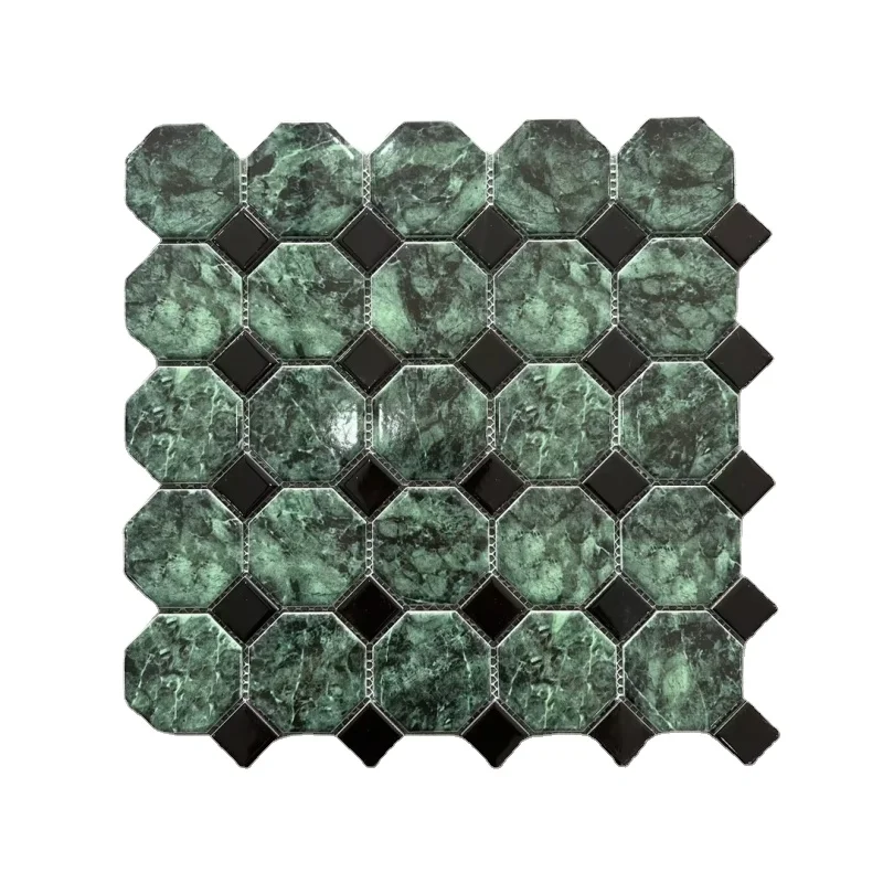 Wholesale outdoor green white iridescent crystal glass swimming pool mosaic tile