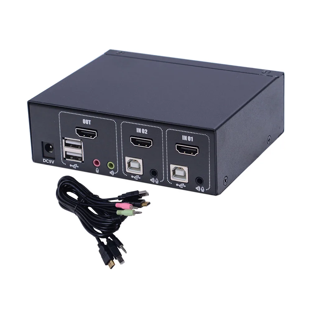 Professional R&D Center 4K@30fp Video Resolution Single Monitor 2 Port HDMI KVM Switch