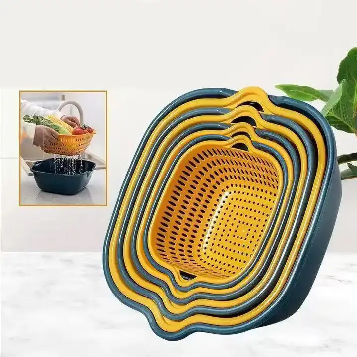Kitchen Draining Basket Double-Layer House Hold Multi-Functional Fruit And Vegetable Plastic Draining Basket