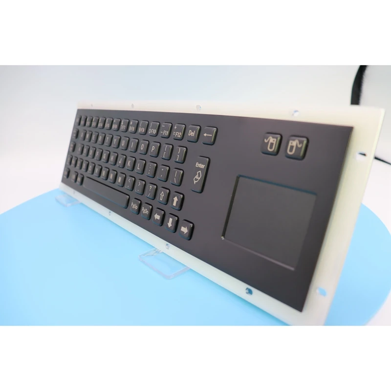 Прочная черная металлическая клавиатура для киоска с 67 клавишами, промышленная металлическая клавиатура для компьютера из нержавеющей стали с тачпадом