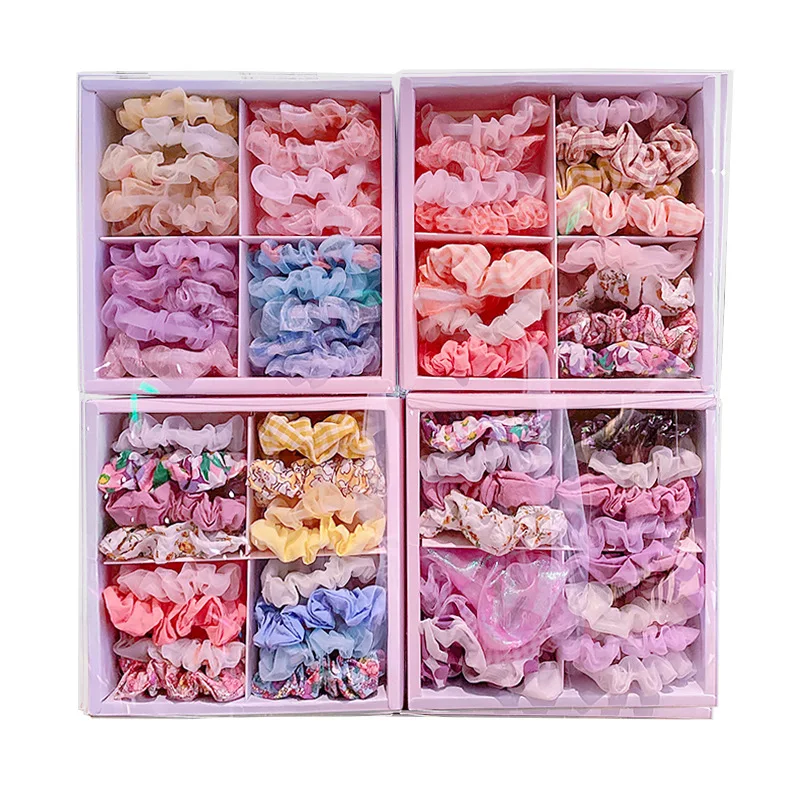 20 Pieces In One Box New Women Elastic Hair Ties ponytail Holder Real chiffon Scrunchies Set