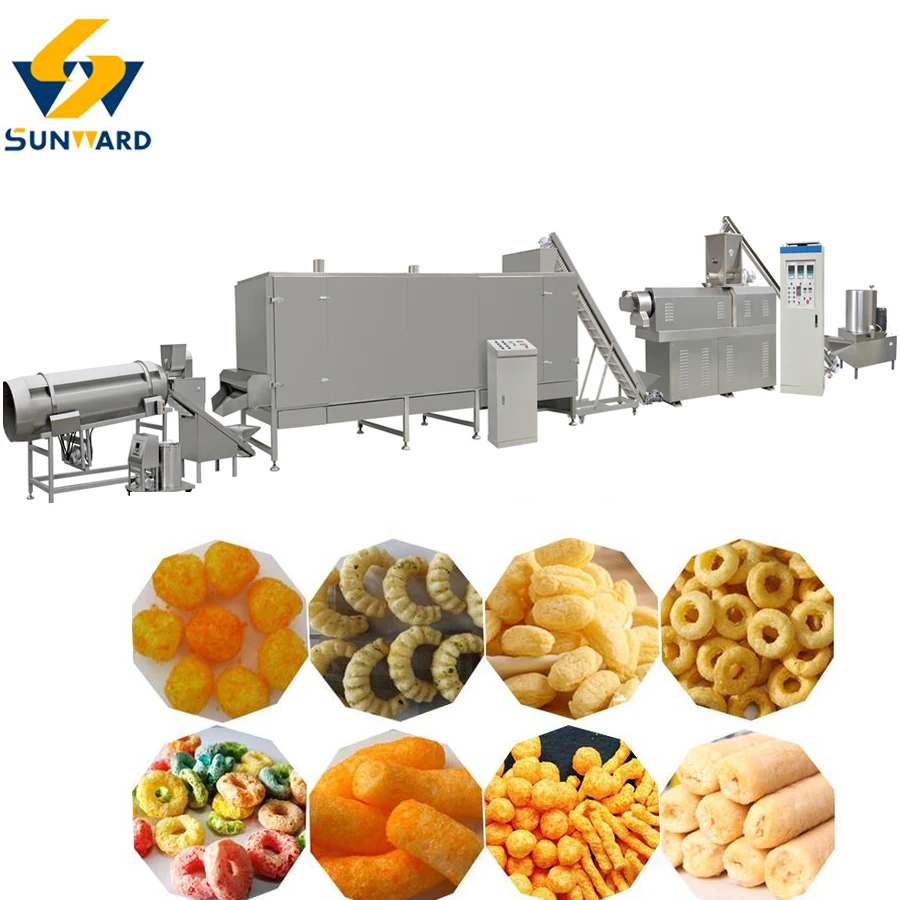 Snacks Food Extruder Corn Puffed Making Machines Corn Snacks Cheese Ball Puffing Machine Rice Chips Production Line