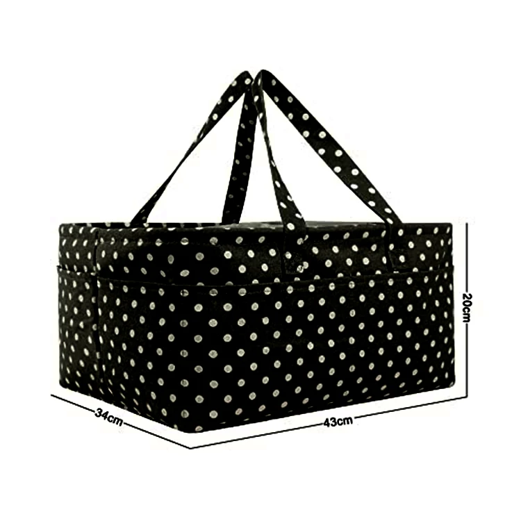 Portable Large Car Travel Diaper Caddy Organizer Storage Basket for Boy custom dot print tote baby diaper caddy organizer