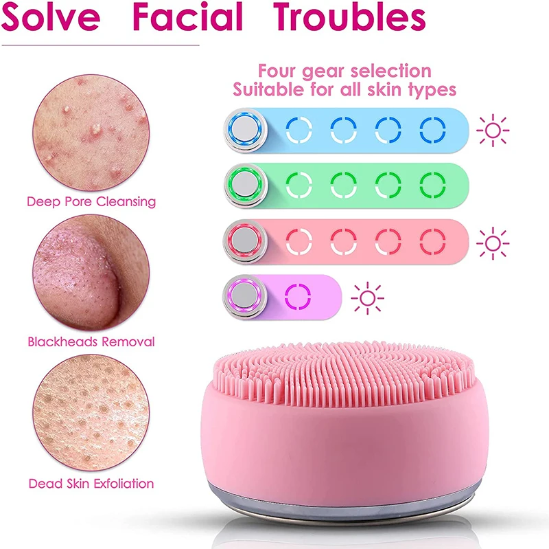 Beauty Skin Care Deep Cleaning Led Ultrasonic Silicone Face Cleanser