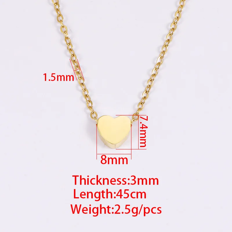 Luxury Non Tarnish Silver Rose 18K Gold Plated 316L Titanium Stainless Steel Charm Tiny Heart Pendant Necklace Jewelry For Women