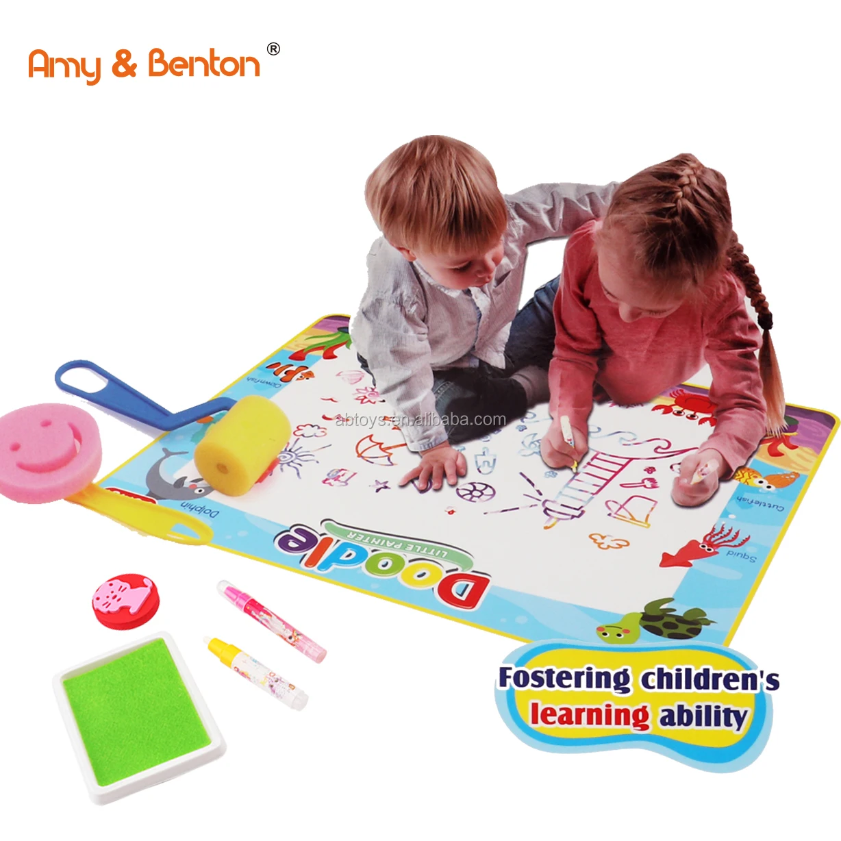 Волшебный водный коврик, 4 цвета, волшебный коврик для рисования, Детская развивающая игрушка с 2 волшебными ручками для рисования для девочек, малышей