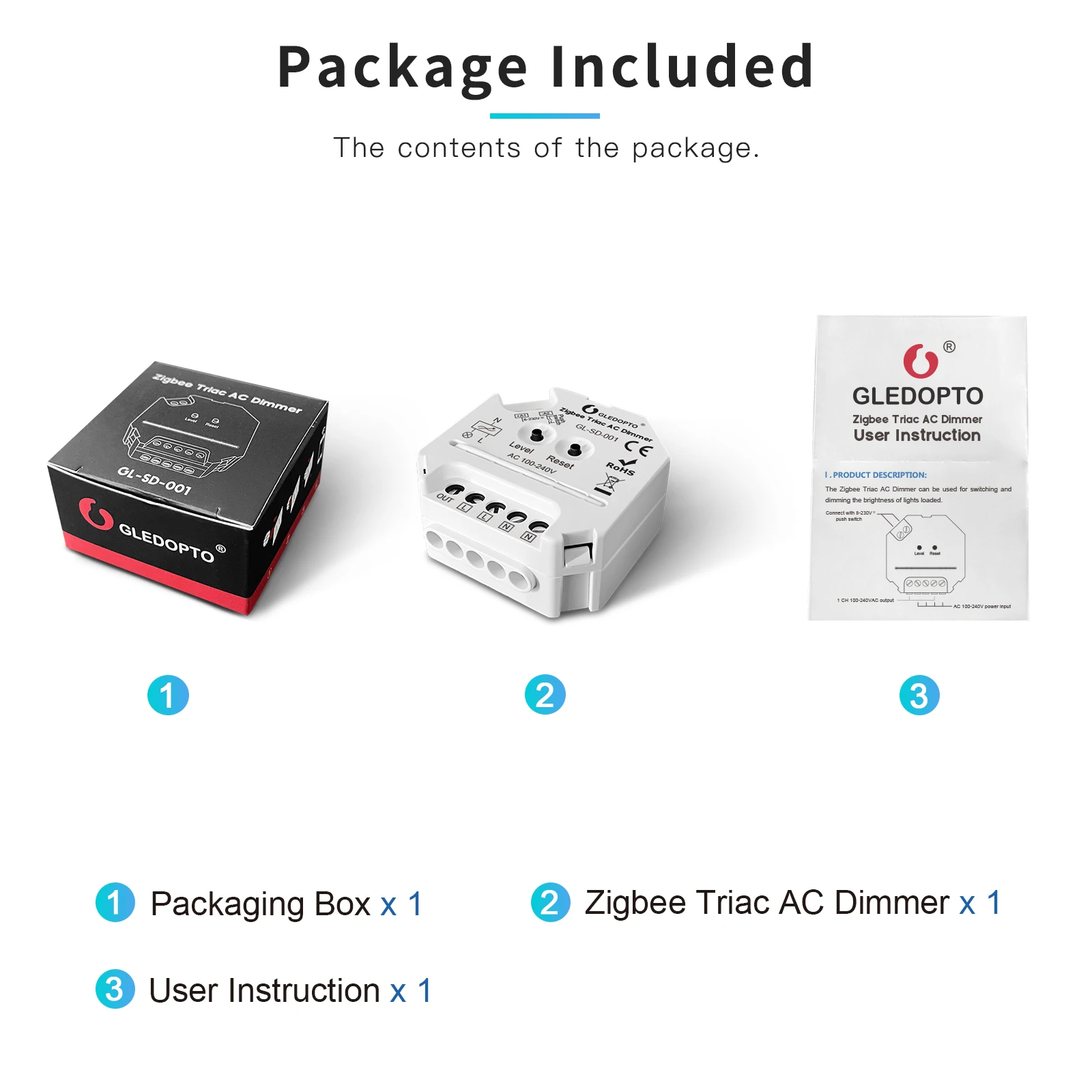 GL-SD-001 GLEDOPTO 2 4G AC100-240V реле ВКЛ-ВЫКЛ контроллер замена Zigbee Triac