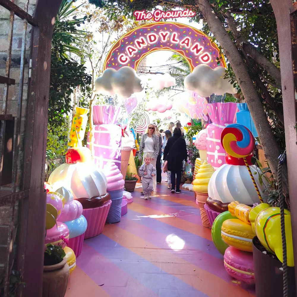 giant candy props life size fiberglass candy cane candyland statue resin party candy decoration