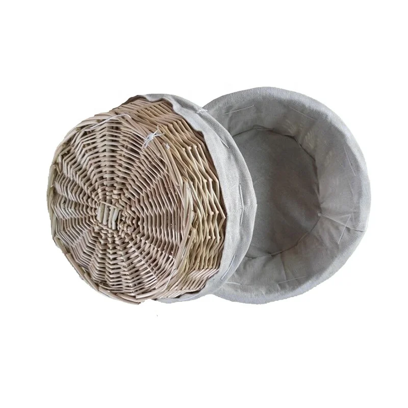 
Round Willow Wicker Basket Bread Dough Proofing Banneton with Linen Cloth Liner 