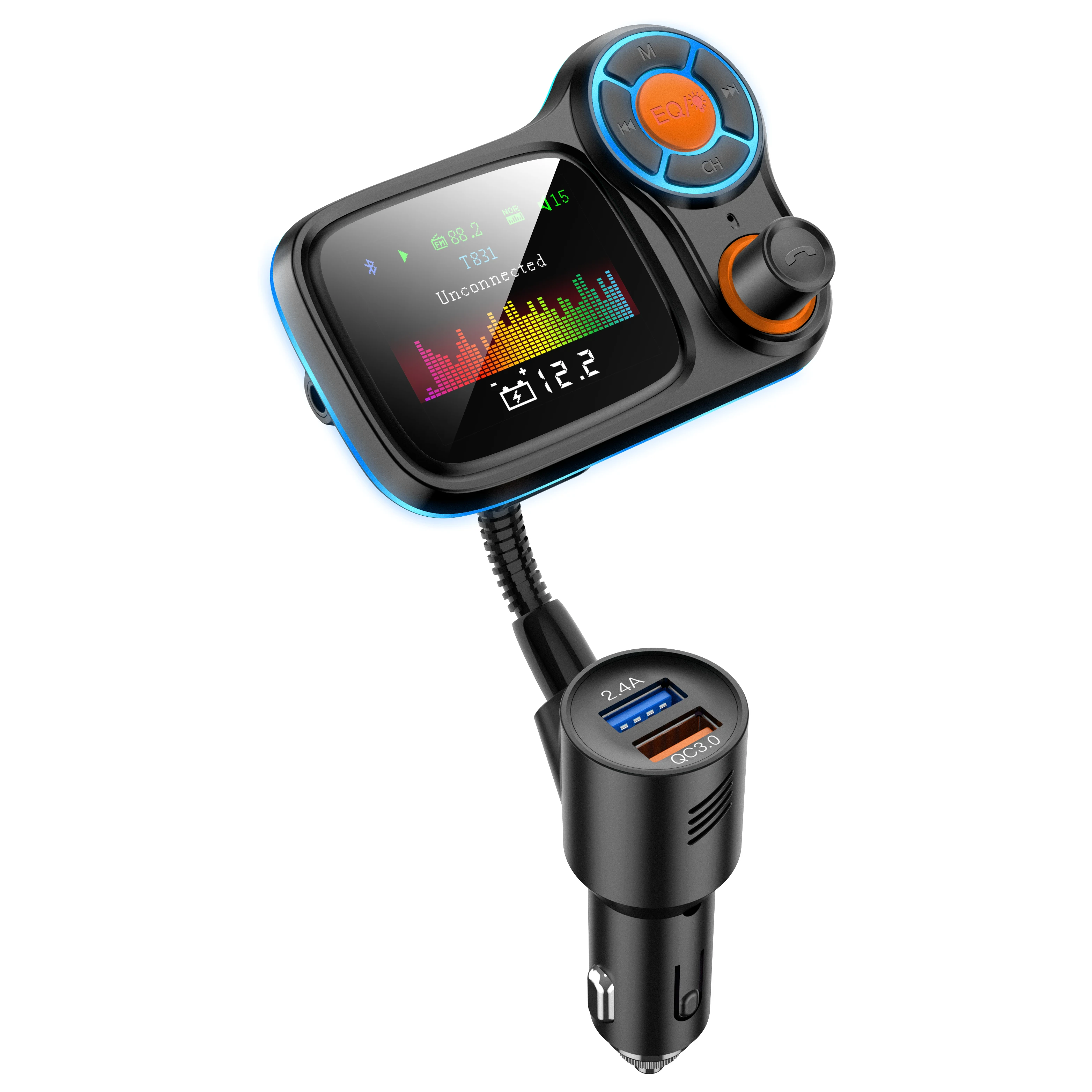 Car Mp3 Player BT Wireless Hands Free Car Kit FM Transmitter BT50.USB Charger LCD Monitor Car FM Modulator