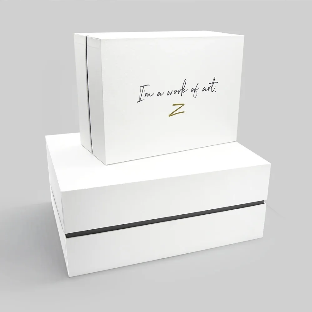 Custom Luxury High Quality Rigid Cardboard Packaging White Removable Lid Paper Gift Boxes With Neck
