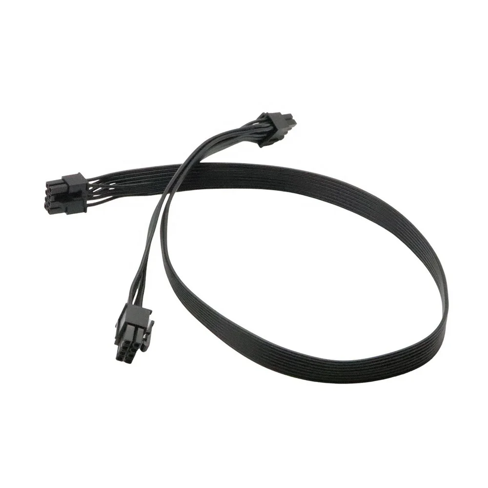 60cm Black PCI Express 8pin To Dual 6+2Pin Power Supply Cable PCIE 8 Pin 1 To 2 Spliter Power Graphics Module Cable