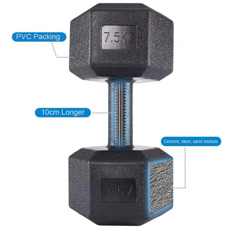 Gym workout man power weight lifting training adjustable rubber hex dumbbell set