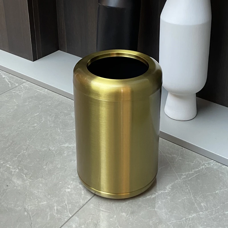 Leasylife10L/2.1GAL thickened double-layer metal waste bin round stainless steel trash can without cover