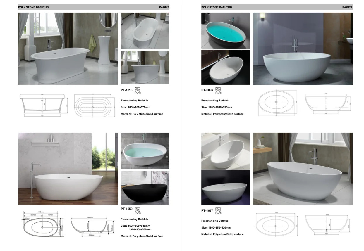 Stone Freestanding Bathtub Solid Surface Bathtub Artificial Stone Bathtub