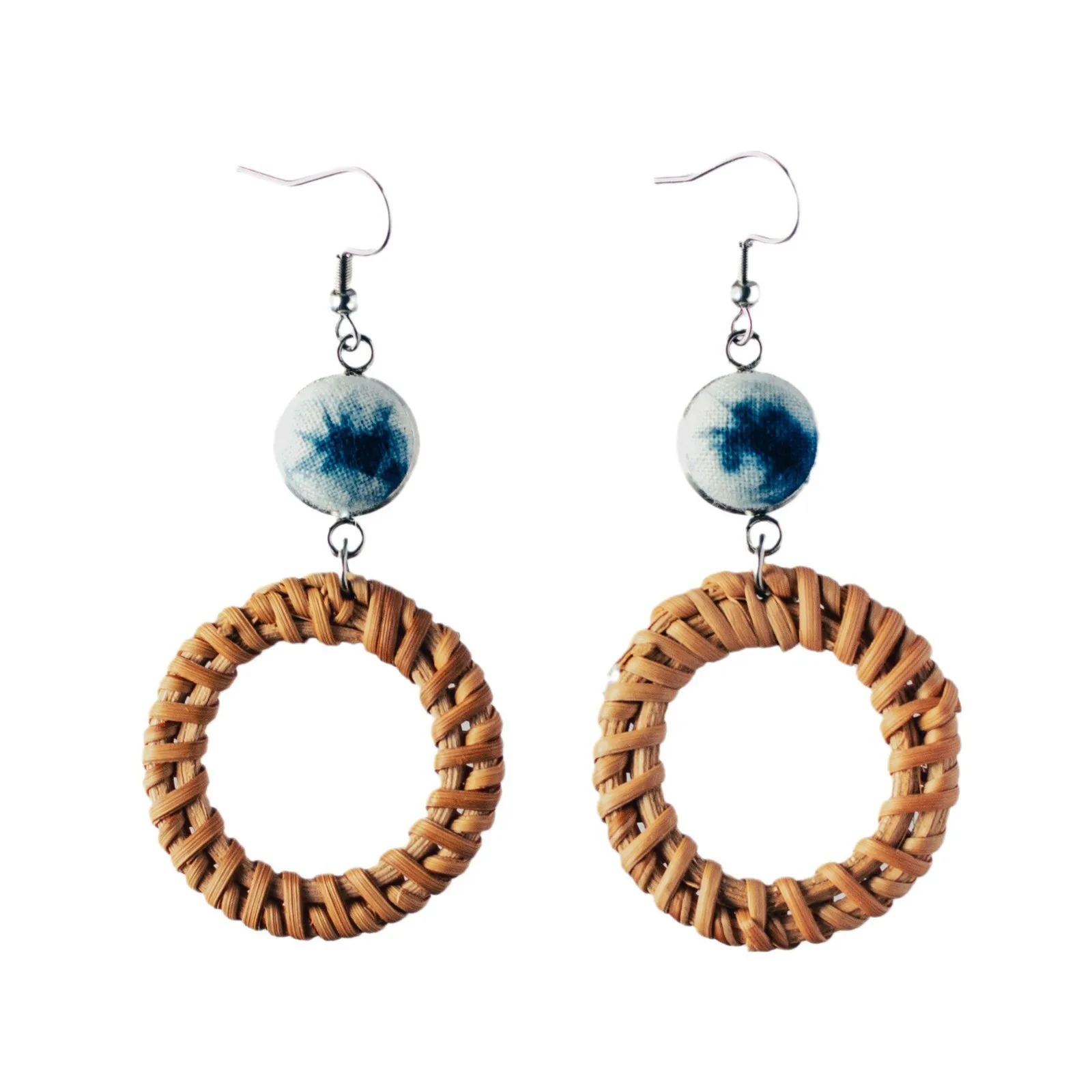 2025 Style Handmade Wooden Weave Bamboo Hoop Earrings Korea Rattan Earrings For Women Birthday Party Gift