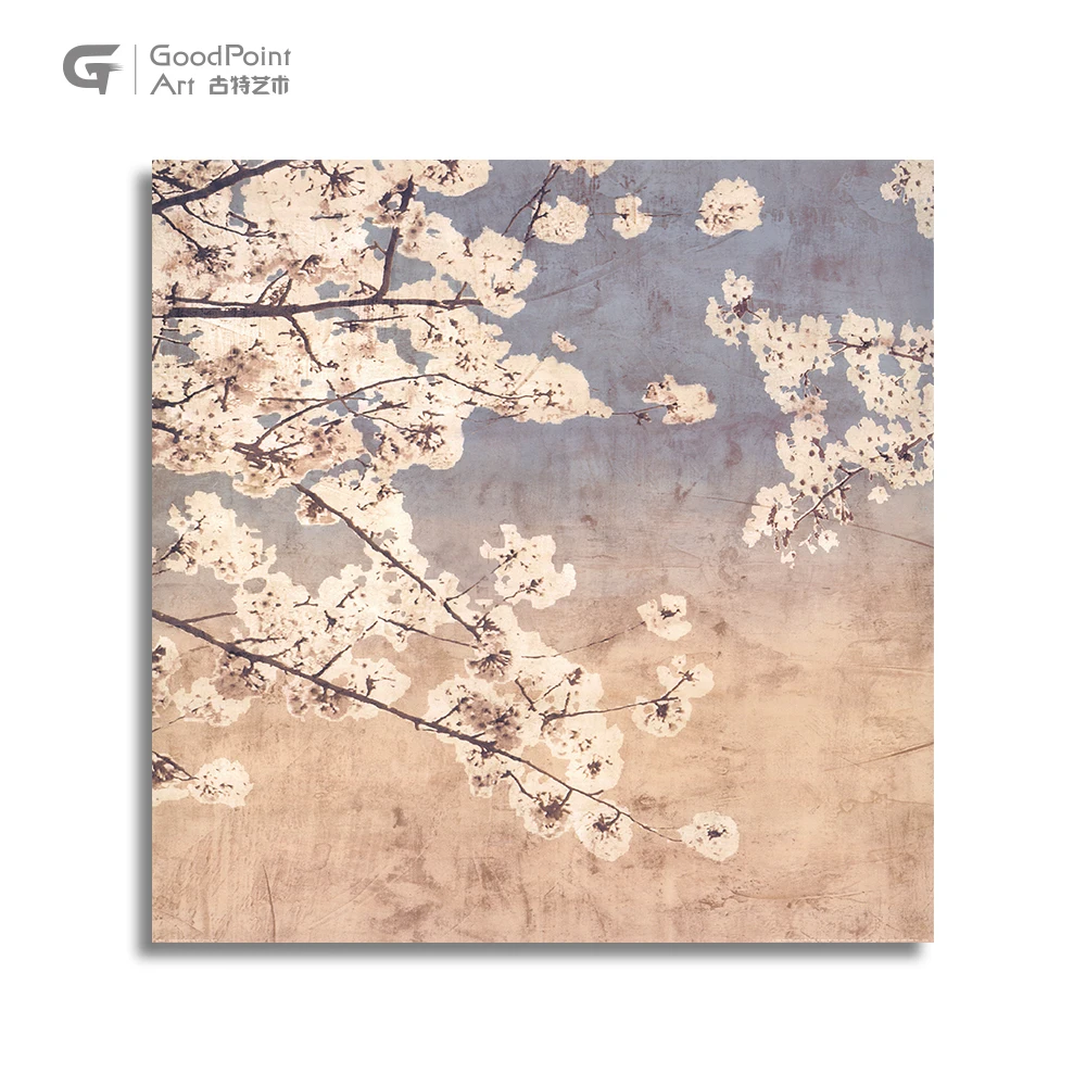 
Vintage 3d effect canvas base antique reproduction sakura flower oil painting 