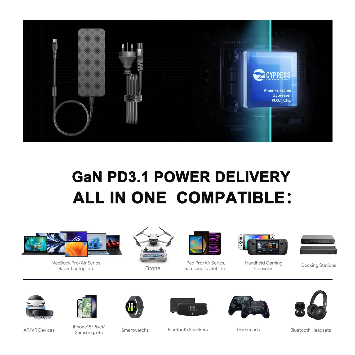 140W PD  USB  TYPE- C  Laptop Charger For ASUS Gaming Laptop