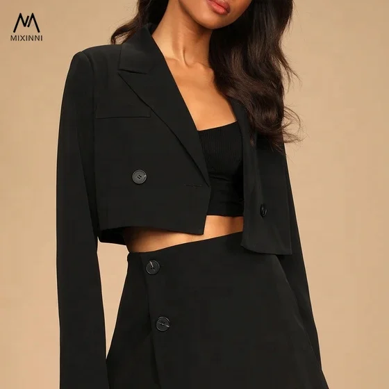 MXN T702 women short  solid color suit,sexy summer crop top two piece set clothing,blazer set for women