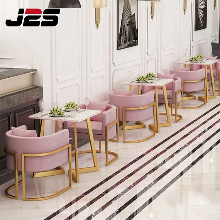 Light luxury velvet coffee shop living room lounge bar furniture booth sofas chairs and tables sets