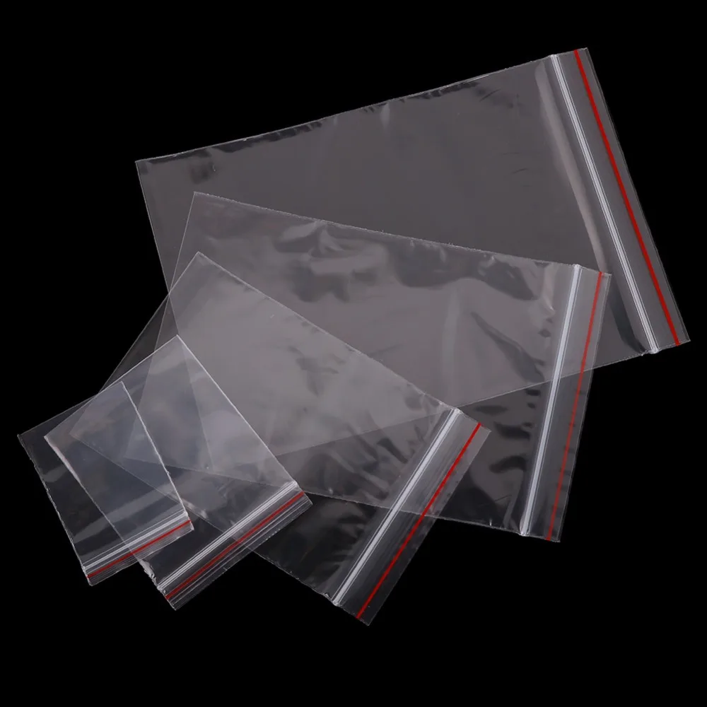 
Clear Grip Self Press Seal Zip Lock Plastic Bags with Red Side 