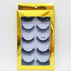 Wholesale Cheap Price Lashes 5 Pairs Synthetic Hair Premium Silk False Eyelash packaging box 5 pairs faux mink eyelashes