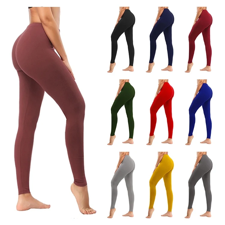 
Amazon hot sale plus size leggings tights colorful women low waist leggings for running yoga daily Custom logo 