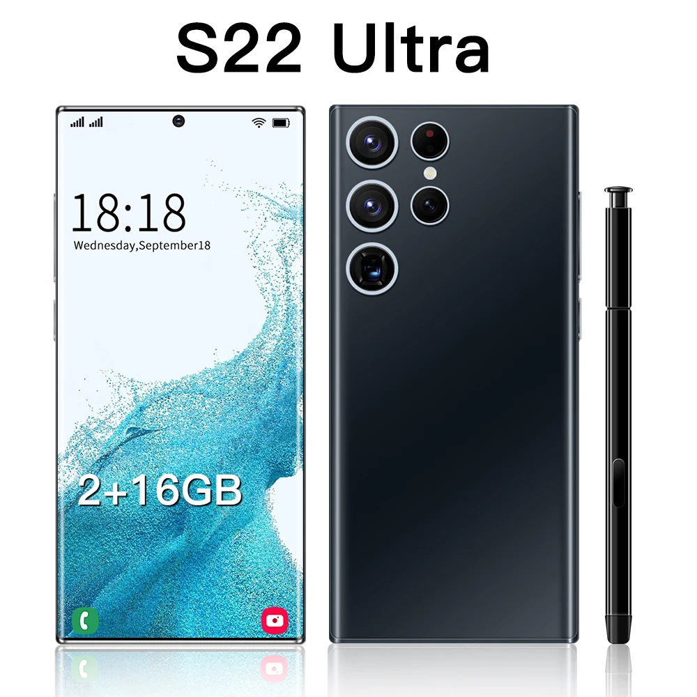 Smartphone S22 Ultra 3G 6.5 inch MTK6580P Full Screen 2GB+16GB Android Mobile Phones With Face ID Original Unlocked Cell Phone