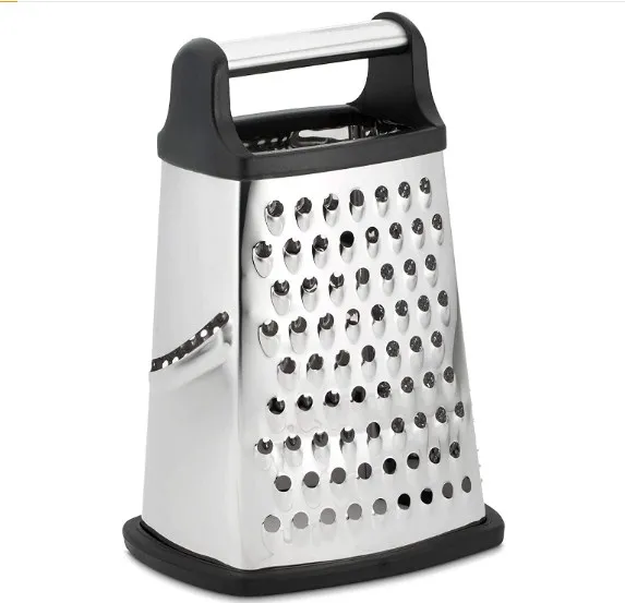 Box Grater Stainless Steel with 4 Sides Best for Parmesan Cheese Vegetables Ginger Large Size