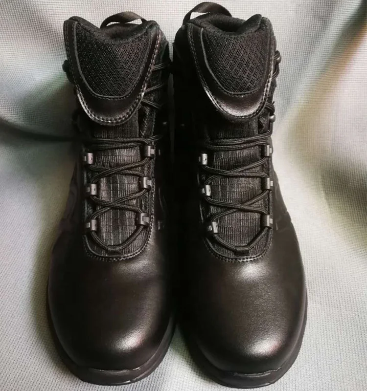 Full genuine leather HX upper black combat wellco custom boots of anti-slip