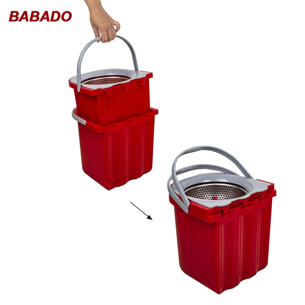 Горячая Распродажа новый продукт от BABADO корзина из нержавеющей стали 360 волшебный спин двойные разделенные 2 ведра набор швабры