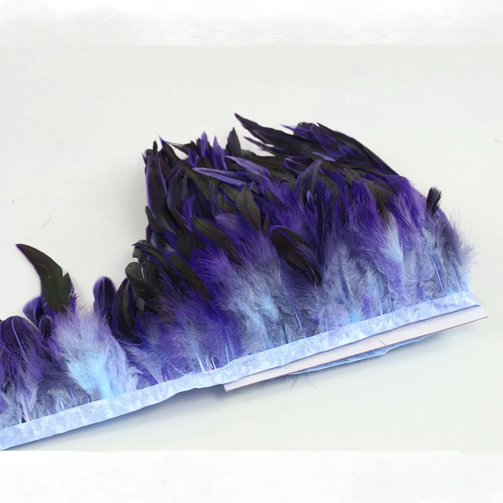 Wholesale rooster feather fabric feather trim fringe for clothing decorate