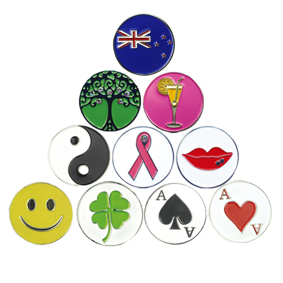 Soft enamel yellow smiley face golf ball marker