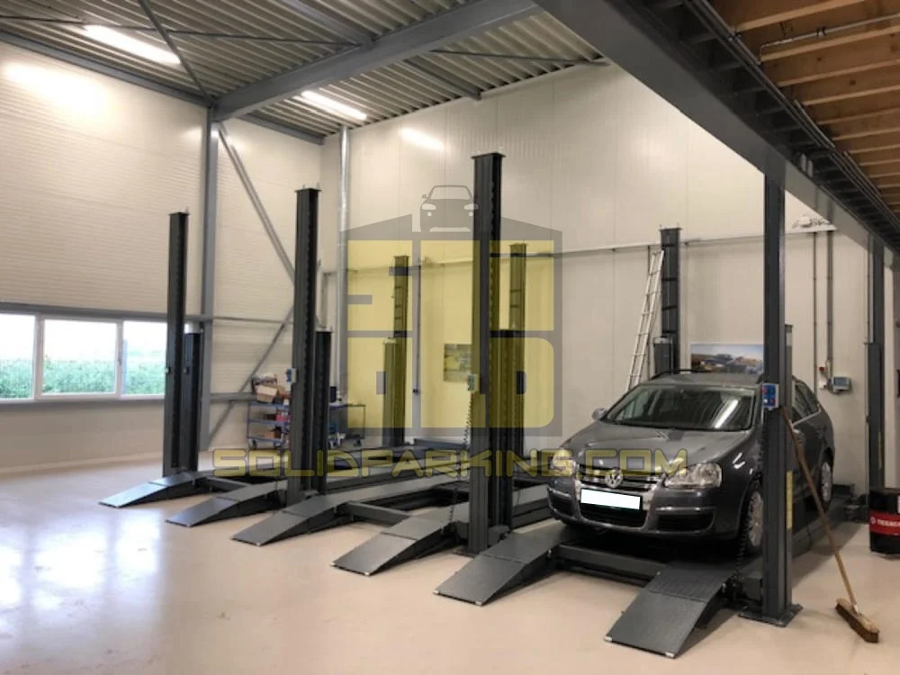 Most popular space saving 3 cars Four post 3 Floors 3 Stacking car lifter parking For Car garage workshop equipment