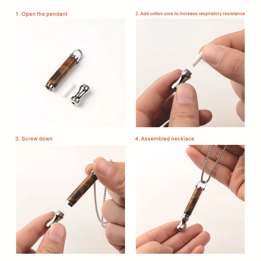 Breathe Easy Herbal Smokes Black Cigarettes Smokeless Essential Oil Inhaler Quit Stop Smoking Anxiety Breathing Necklace for Men
