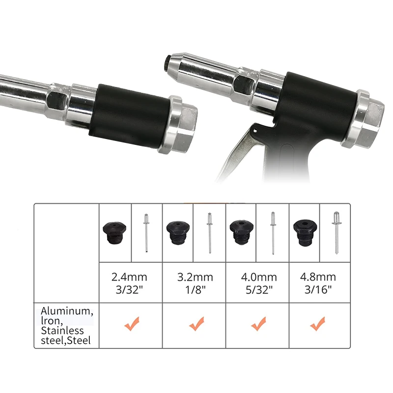 
Heavy Duty Labor-saving Air Hydraulic Drive Riveter Professional Pop Pneumatic Riveting Gun Rivet Tool with 1/4' Nose Pieces 