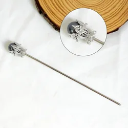 One-word hairpin Noble pearl hair fork plain hairpin modern ancient style hairpin headwear daily ball head dish hair ornaments