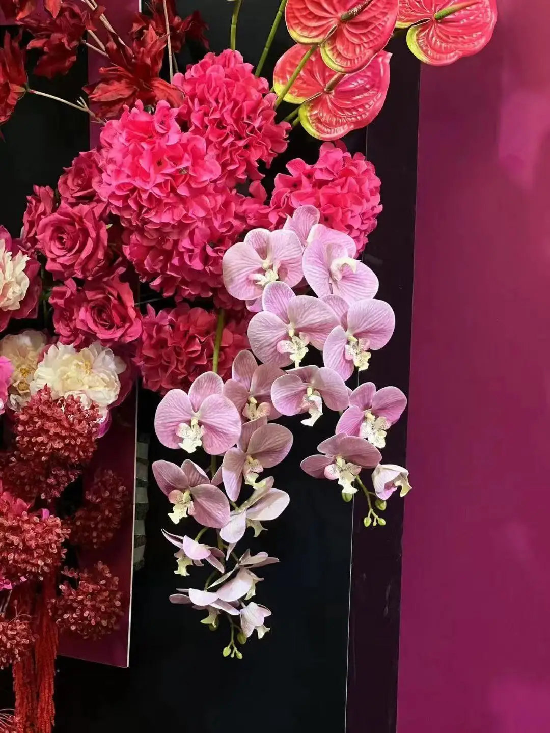 Wholesale Cheap Single Stem Hot Pink Hydrangea Artificial Flowers Bulk